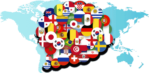 World map of 16,000+ premium IPTV channels available with VIZION